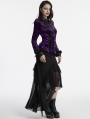 Violet Gothic Gradient Velvet Bat Collar Long Sleeve Shirt for Women