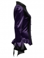 Violet Gothic Gradient Velvet Bat Collar Long Sleeve Shirt for Women