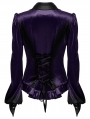 Violet Gothic Gradient Velvet Bat Collar Long Sleeve Shirt for Women