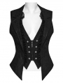 Black Gothic Academy Style Patterned Lapel Vest for Women