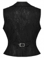 Black Gothic Academy Style Patterned Lapel Vest for Women