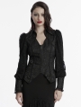 Black Gothic Vintage Long Lantern Sleeve Jacquard Shirt for Women