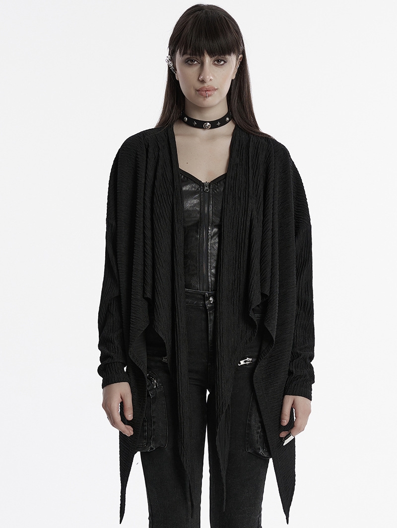 Black Gothic Punk Loose Irregular Jacket for Women