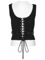 Black Gothic Punk Tight Fit Front Zipper Vest Top for Women