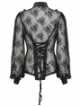 Black Gothic Rose Lace Transparent Shirt for Women