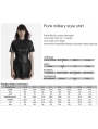 Black Gothic Punk Military Style Short Sleeve Shirt for Women