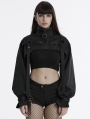 Black Gothic Punk Cool Stand Collar Short Jacket for Women