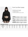 Black Gothic Punk Cool Stand Collar Short Jacket for Women