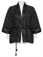 Black Gothic Women's Starry Print Short Coat with Detachable Belt