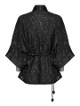 Black Gothic Women's Starry Print Short Coat with Detachable Belt