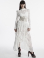 White Gothic Asymmetric High-Low Ruffled Chiffon Skirt