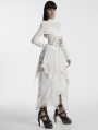 White Gothic Asymmetric High-Low Ruffled Chiffon Skirt