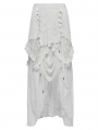 White Gothic Asymmetric High-Low Ruffled Chiffon Skirt