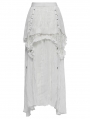 White Gothic Asymmetric High-Low Ruffled Chiffon Skirt