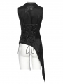 Black Dark Night Gothic Asymmetric Women's Vest with Detachable Chain