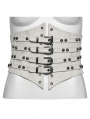 White Gothic Retro Buckle Loops Steampunk Girdle