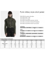 Green Gothic Punk Studded Military Style Short Jacket for Women