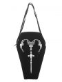 Black Gothic Horn Embroidery Coffin Bag