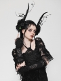 Black Gothic Romantic Lace Embroidered Gloves