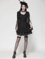 Black Gothic Long Sleeve Button Fron Short Lace Dress