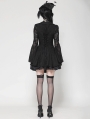 Black Gothic Long Sleeve Button Fron Short Lace Dress