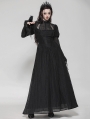 Black Vintage Gothic Spiderweb Patchwork Long Puff Sleeve Maxi Dress