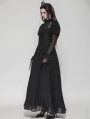 Black Vintage Gothic Spiderweb Patchwork Long Puff Sleeve Maxi Dress