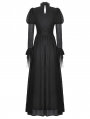 Black Vintage Gothic Spiderweb Patchwork Long Puff Sleeve Maxi Dress