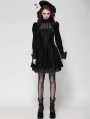 Black Gothic Velvet Puff Long Sleeve Short Dress