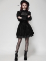 Black Gothic Velvet Puff Long Sleeve Short Dress