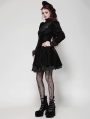 Black Gothic Velvet Puff Long Sleeve Short Dress