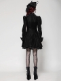 Black Gothic Velvet Puff Long Sleeve Short Dress