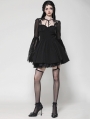 Black Gothic Mesh Patchwork Long Sleeve Short Dress