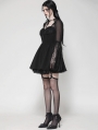 Black Gothic Mesh Patchwork Long Sleeve Short Dress