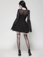 Black Gothic Mesh Patchwork Long Sleeve Short Dress