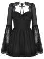 Black Gothic Mesh Patchwork Long Sleeve Short Dress