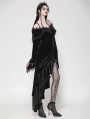 Black Sexy Gothic Velvet Ruffle Off-Shoulder Mermaid Dress