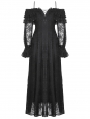 Black Gothic Off-Shoulder Long Sleeve Elegant Lace Maxi Dress