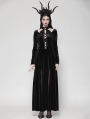 Black Sexy Gothic Velvet Hollow High Slit Maxi Dress