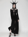 Black Sexy Gothic Velvet Hollow High Slit Maxi Dress