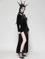 Black Sexy Gothic Velvet Hollow High Slit Maxi Dress