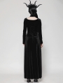 Black Sexy Gothic Velvet Hollow High Slit Maxi Dress