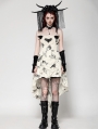 Beige and Black Gothic Lace Embroidered Butterfly High-low Dress