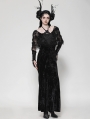 Black Gothic Velvet Faux Two-Piece Mermaid Maxi Party Dress