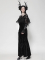 Black Gothic Velvet Faux Two-Piece Mermaid Maxi Party Dress