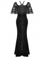 Black Gothic Velvet Faux Two-Piece Mermaid Maxi Party Dress