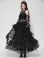 Black Sexy Gothic Lace Cold Shoulder Asymmetrical Dress