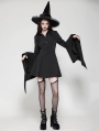 Black Gothic Witchy Bell Sleeve Short Shirt Dress