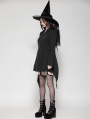 Black Gothic Witchy Bell Sleeve Short Shirt Dress