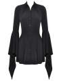 Black Gothic Witchy Bell Sleeve Short Shirt Dress